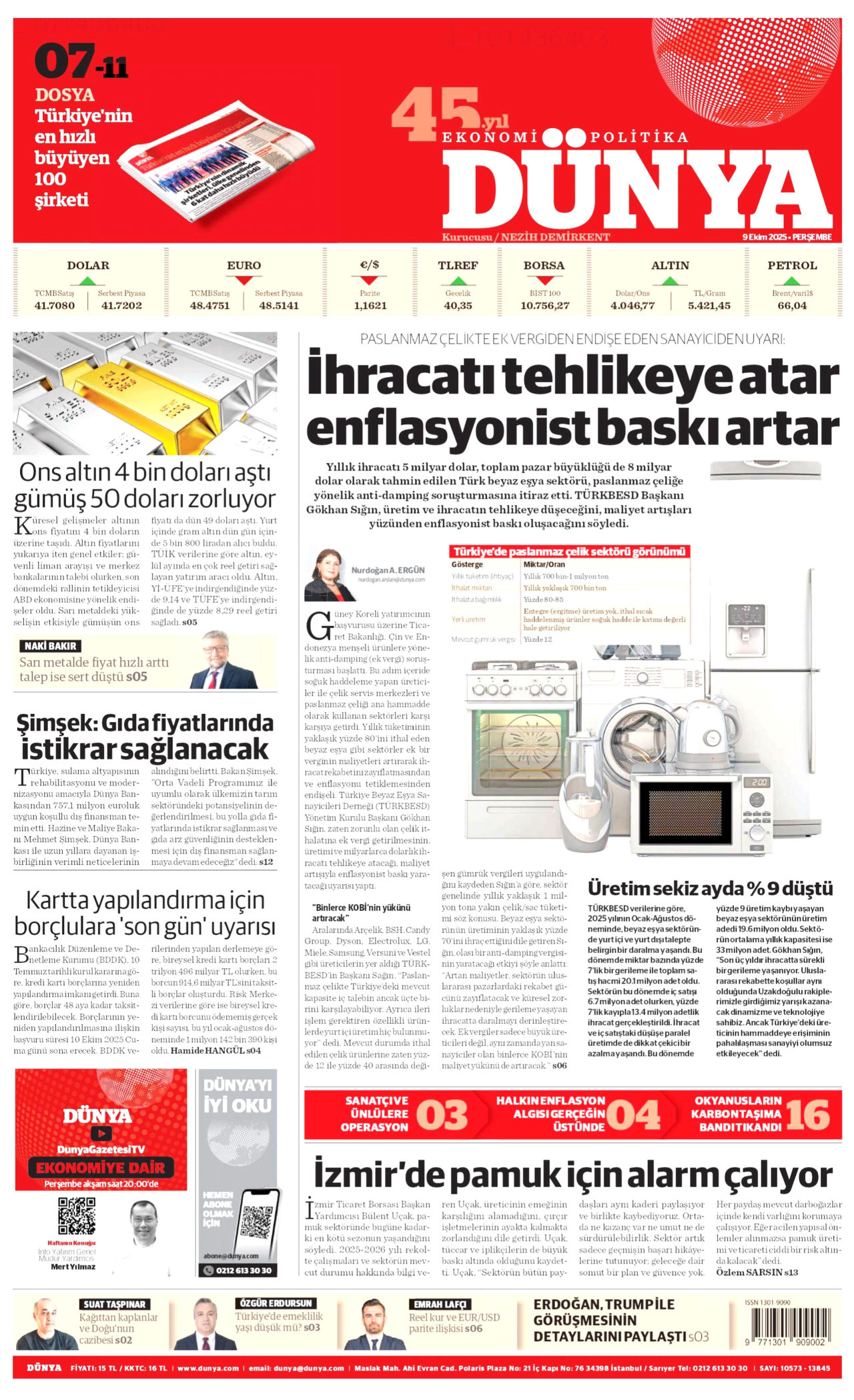 Gazeteler manşetine hangi haberleri taşıdı? İşte 9 Ekim Perşembe gazete manşetleri