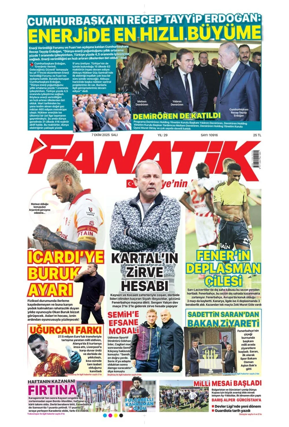 7 Ekim Salı spor gazeteleri manşetleri: Bugün sporda hangi başlıklar öne çıktı?