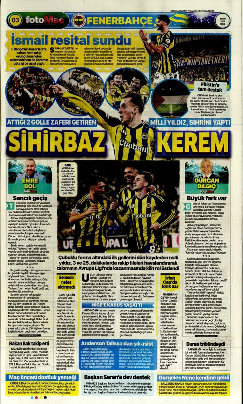 3 Ekim Cuma spor gazeteleri manşetleri: Bugün sporda hangi başlıklar öne çıktı?