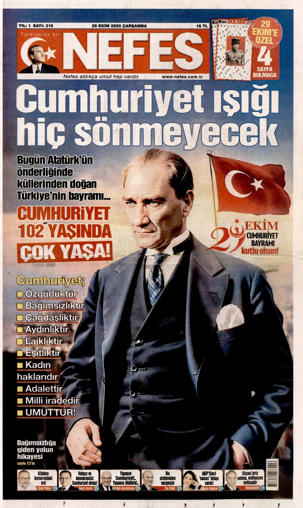 Gazeteler manşetine hangi haberleri taşıdı? İşte 29 Ekim Çarşamba gazete manşetleri