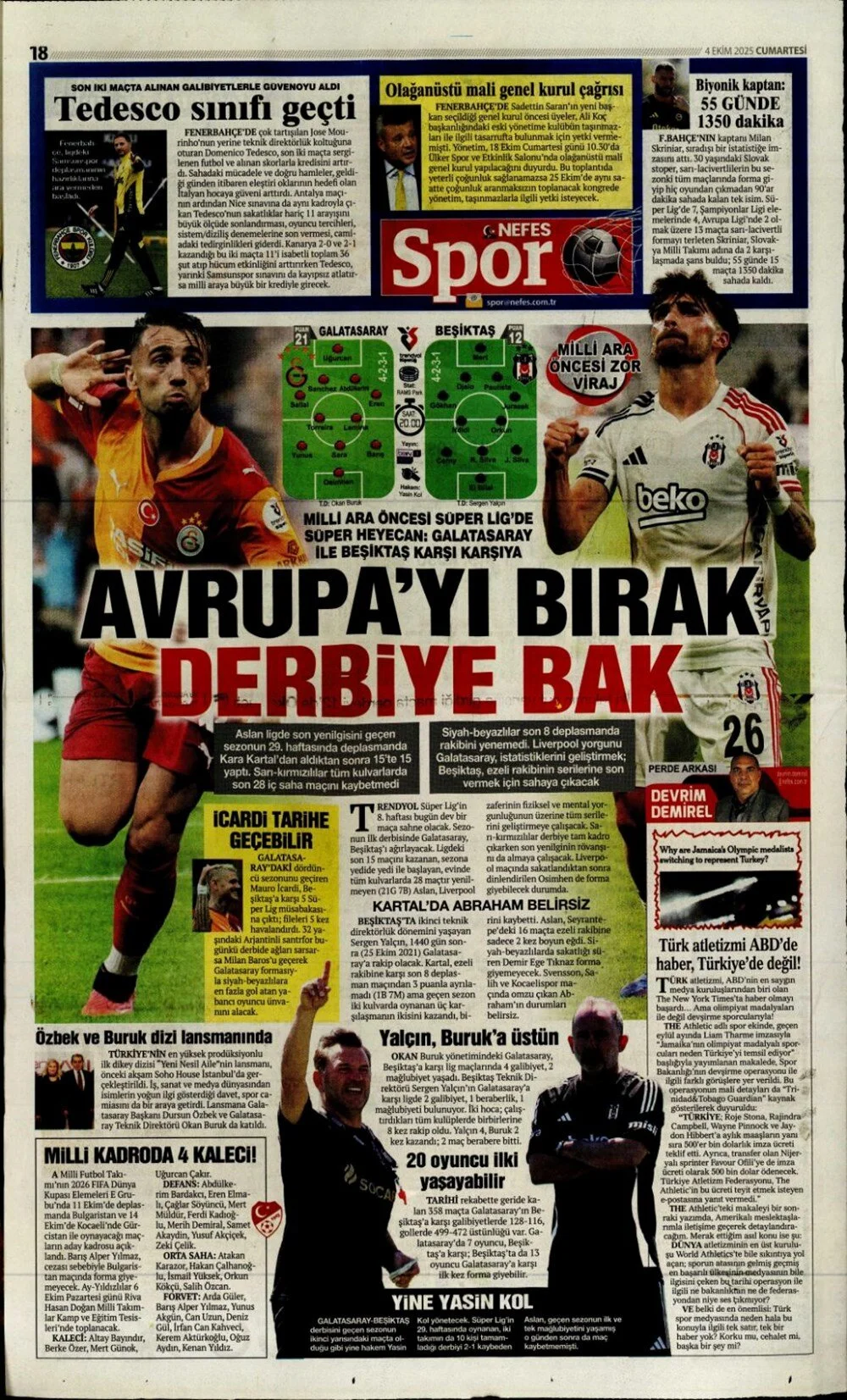 4 Ekim Cumartesi spor gazeteleri manşetleri: Bugün sporda hangi başlıklar öne çıktı?