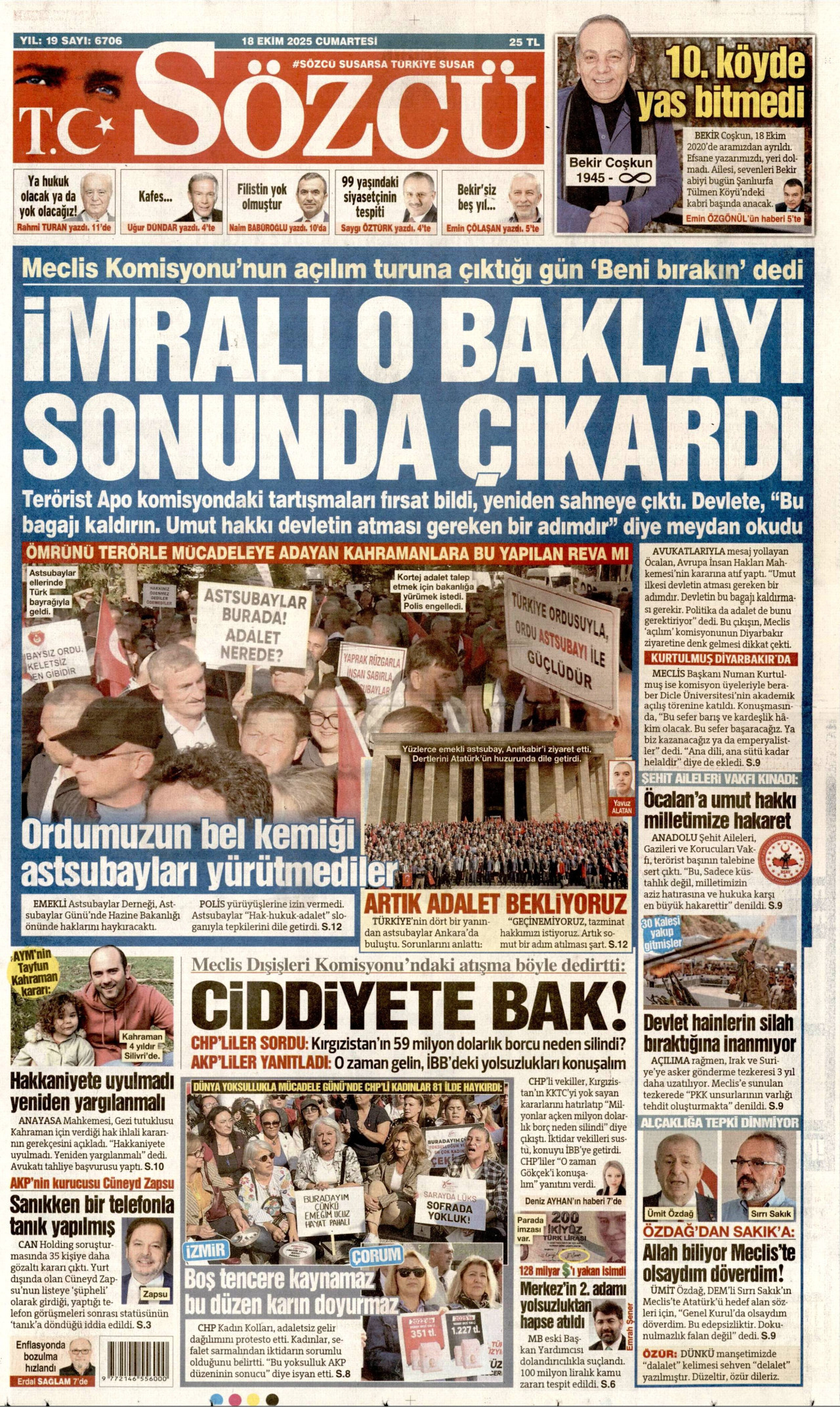 Gazeteler manşetine hangi haberleri taşıdı? İşte 18 Ekim Cumartesi gazete manşetleri