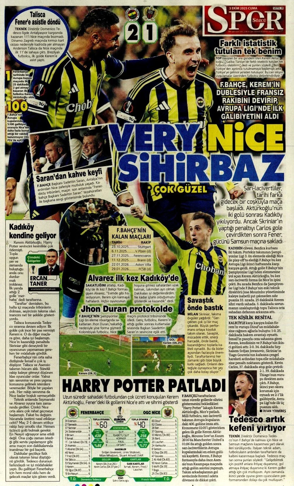 3 Ekim Cuma spor gazeteleri manşetleri: Bugün sporda hangi başlıklar öne çıktı?