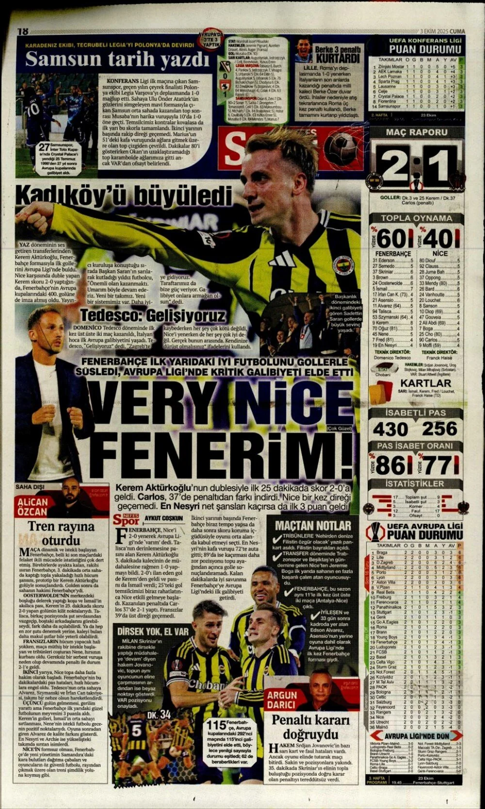 3 Ekim Cuma spor gazeteleri manşetleri: Bugün sporda hangi başlıklar öne çıktı?