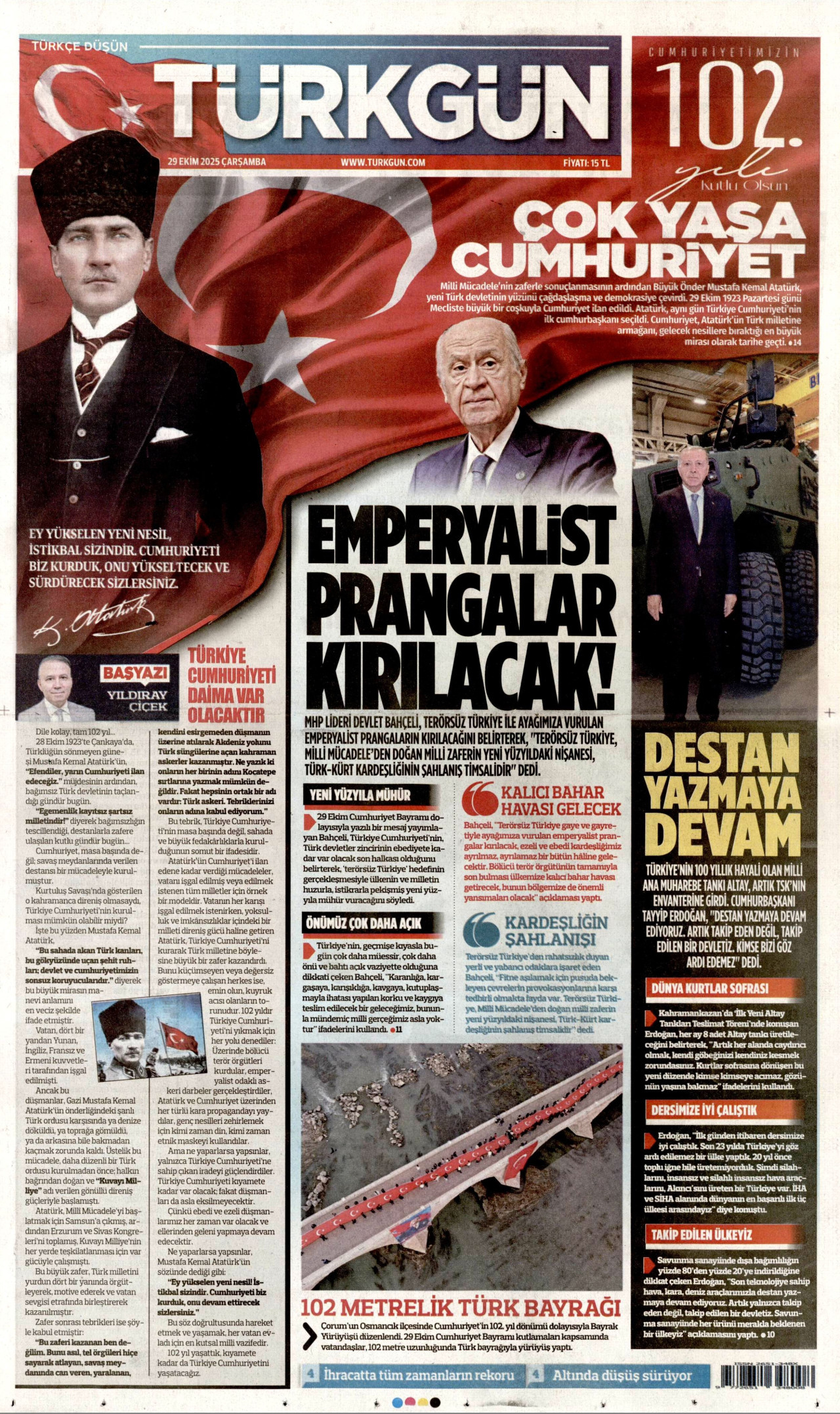 Gazeteler manşetine hangi haberleri taşıdı? İşte 29 Ekim Çarşamba gazete manşetleri