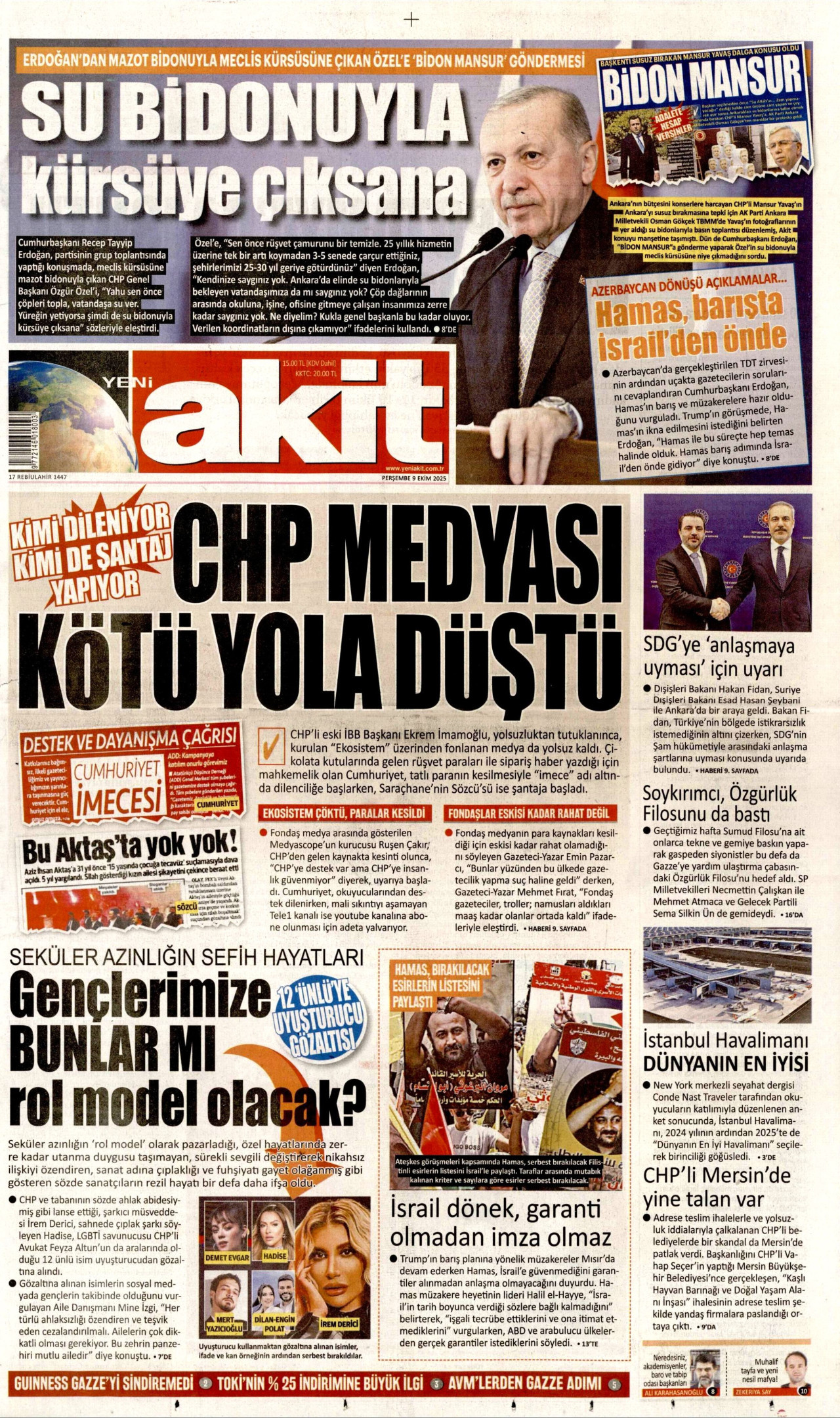Gazeteler manşetine hangi haberleri taşıdı? İşte 9 Ekim Perşembe gazete manşetleri