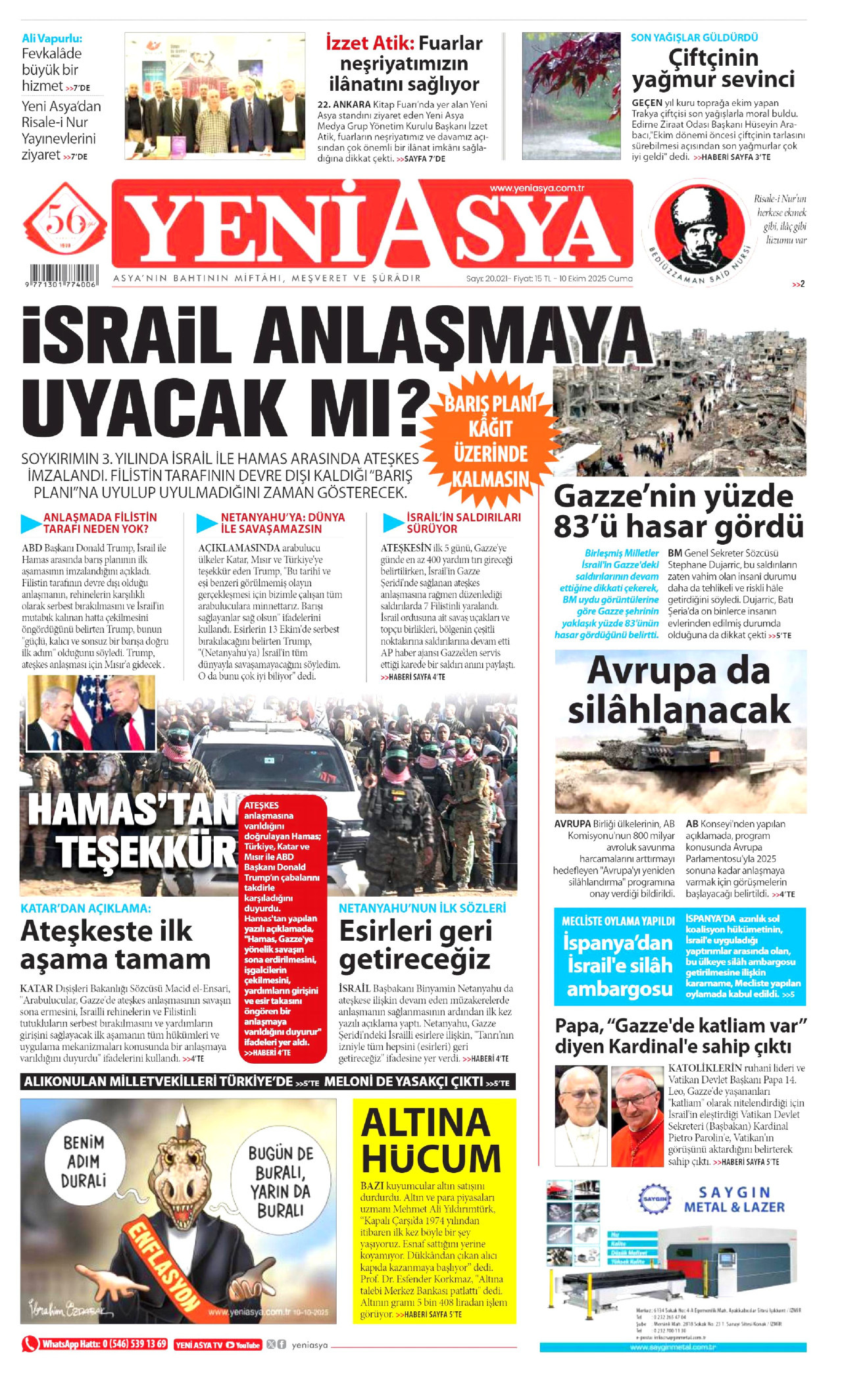 Gazeteler manşetine hangi haberleri taşıdı? İşte 10 Ekim Cuma gazete manşetleri