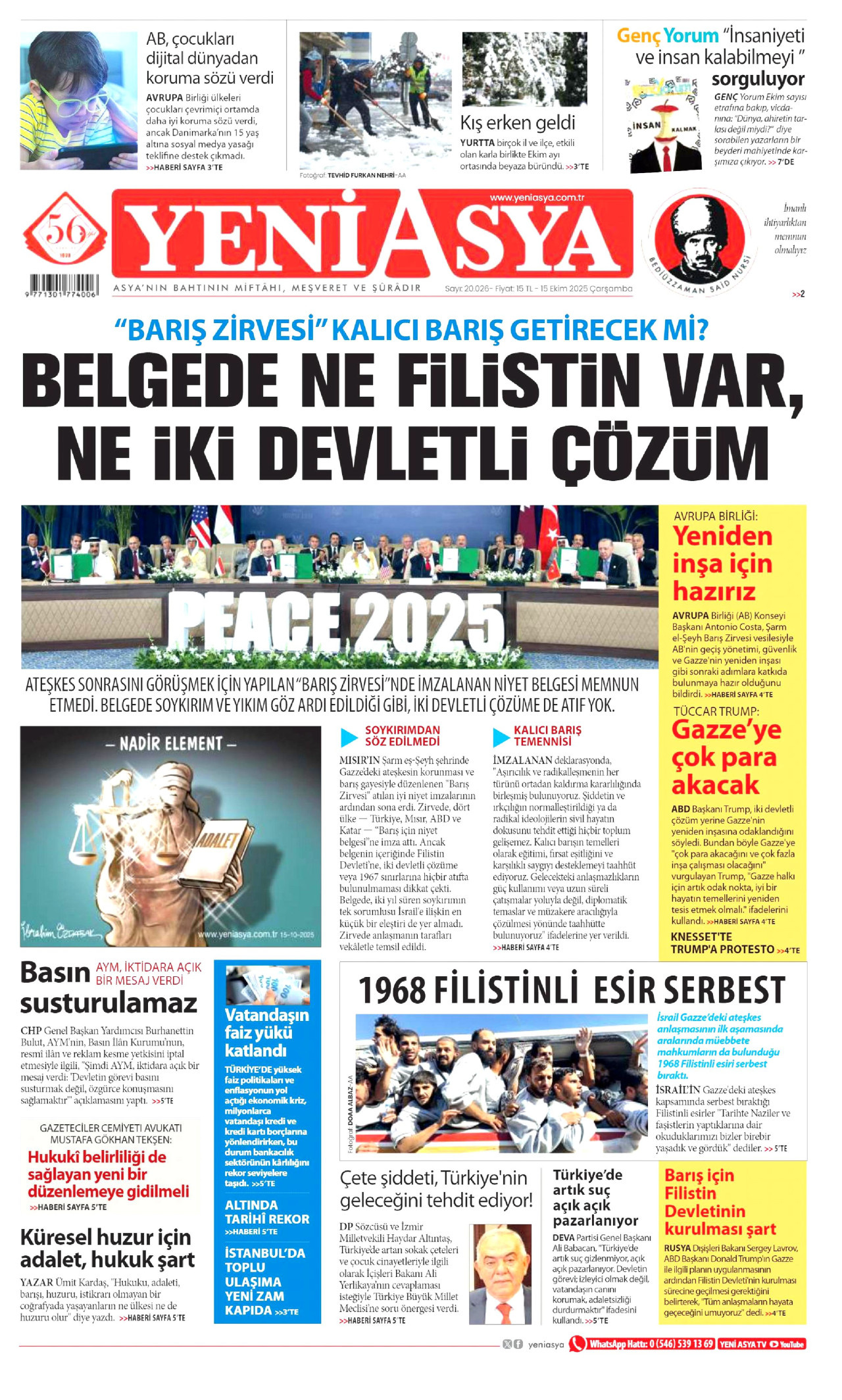 Gazeteler manşetine hangi haberleri taşıdı? İşte 15 Ekim Çarşamba gazete manşetleri
