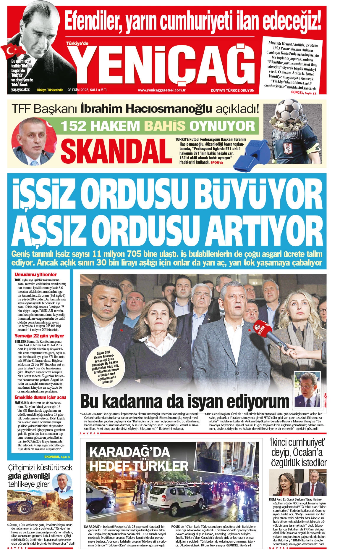 Gazeteler manşetine hangi haberleri taşıdı? İşte 28 Ekim Salı gazete manşetleri