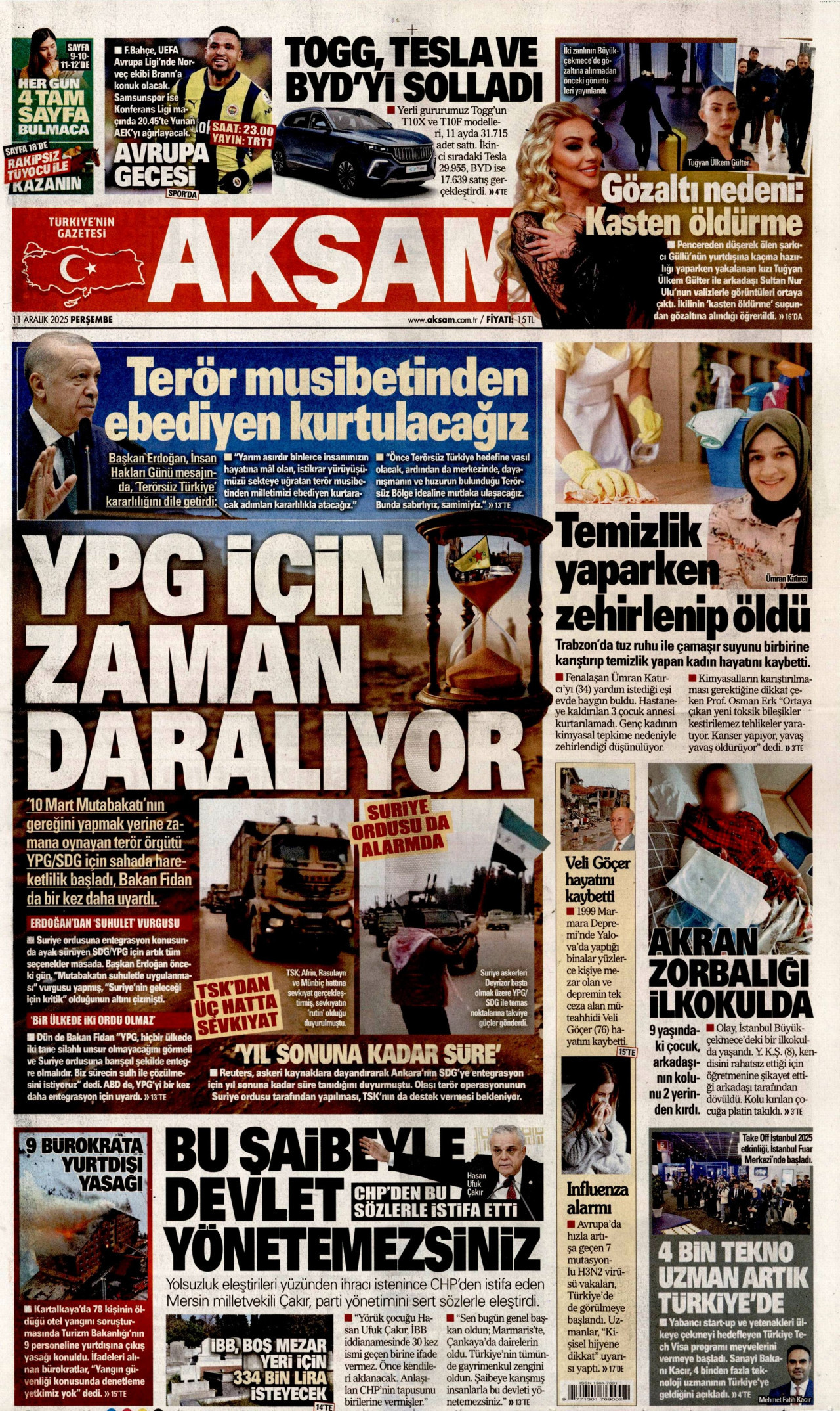 Gazeteler manşetine hangi haberleri taşıdı? İşte 11 Aralık Perşembe gazete manşetleri 11 Gazeteler manşetine hangi haberleri taşıdı? İşte 11 Aralık Perşembe gazete manşetleri