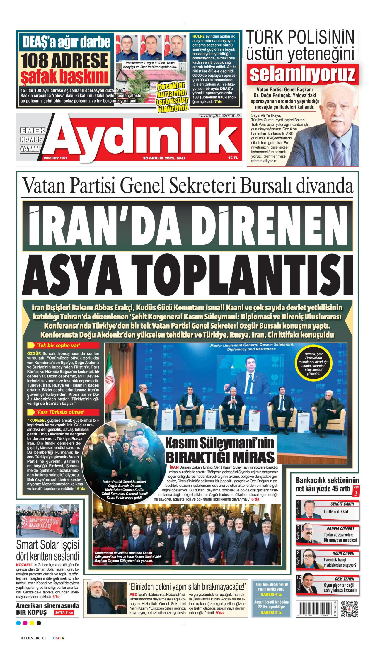 Gazeteler manşetine hangi haberleri taşıdı? İşte 30 Aralık Salı gazete manşetleri