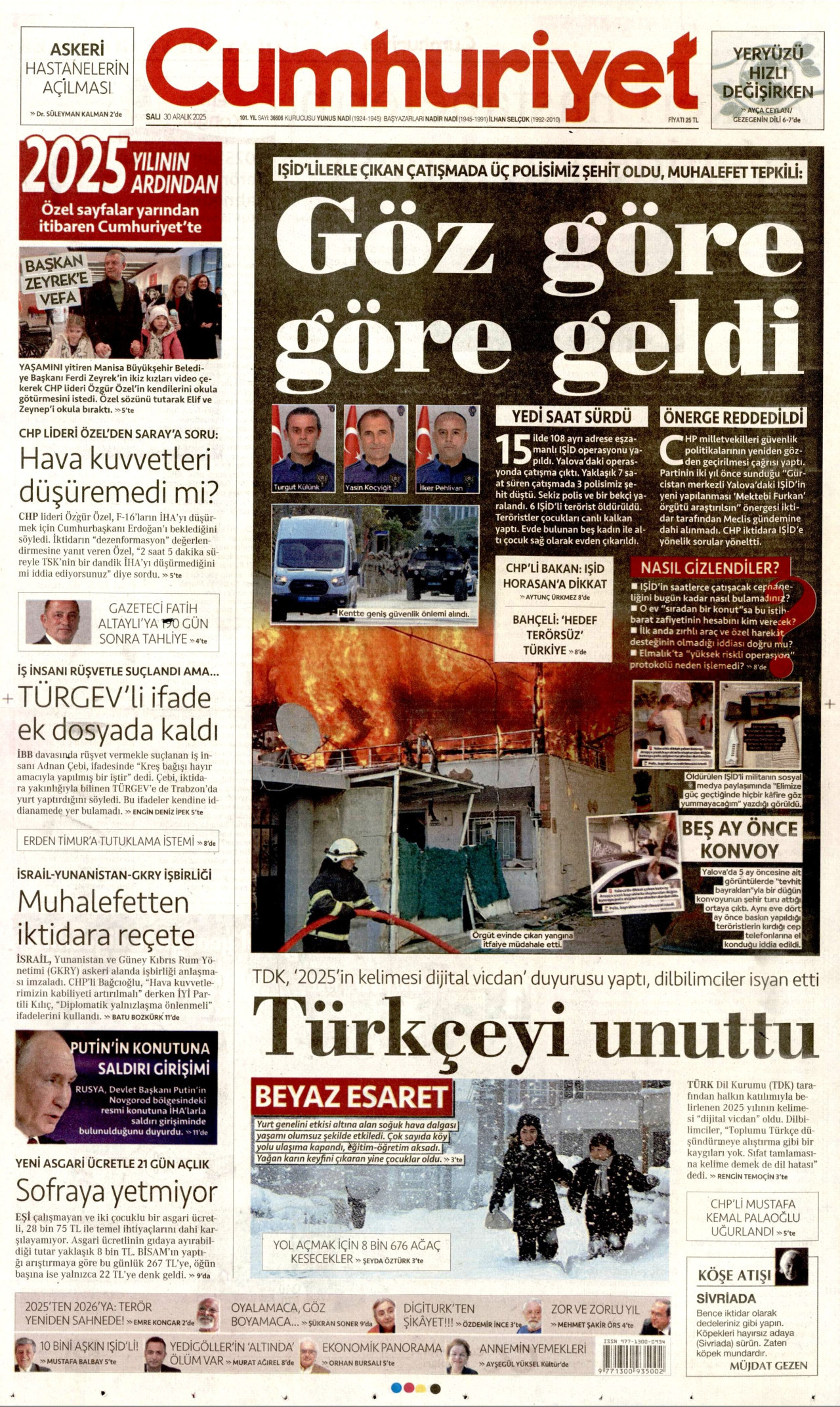 Gazeteler manşetine hangi haberleri taşıdı? İşte 30 Aralık Salı gazete manşetleri