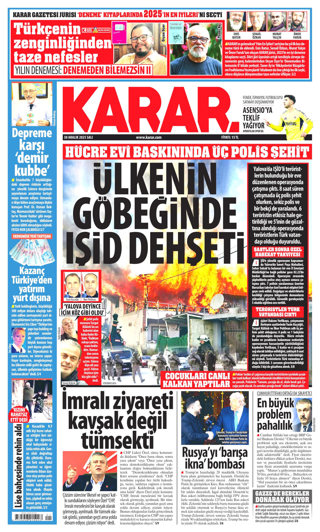 Gazeteler manşetine hangi haberleri taşıdı? İşte 30 Aralık Salı gazete manşetleri