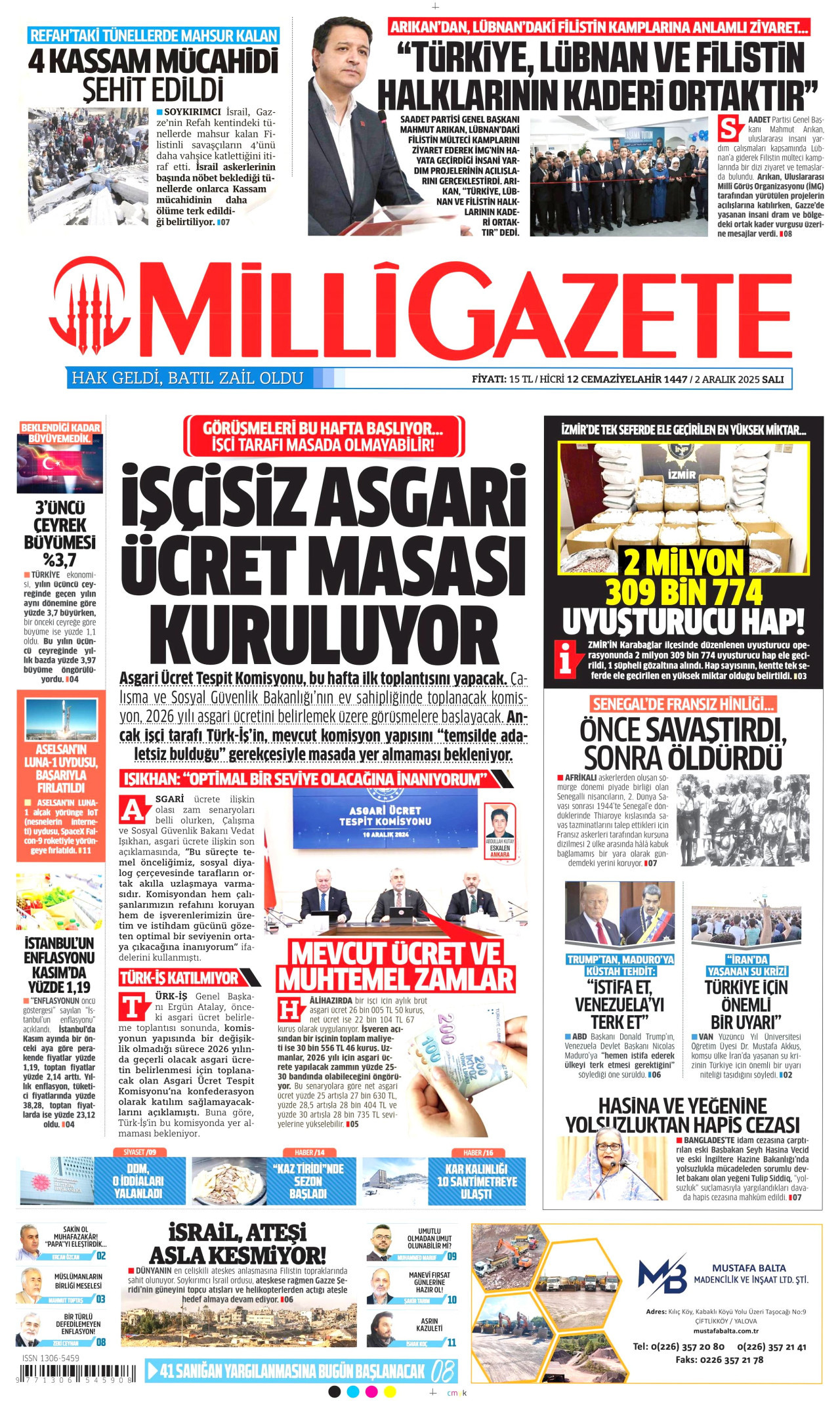 Gazeteler manşetine hangi haberleri taşıdı? İşte 2 Aralık Salı gazete manşetleri 14 Gazeteler manşetine hangi haberleri taşıdı? İşte 2 Aralık Salı gazete manşetleri