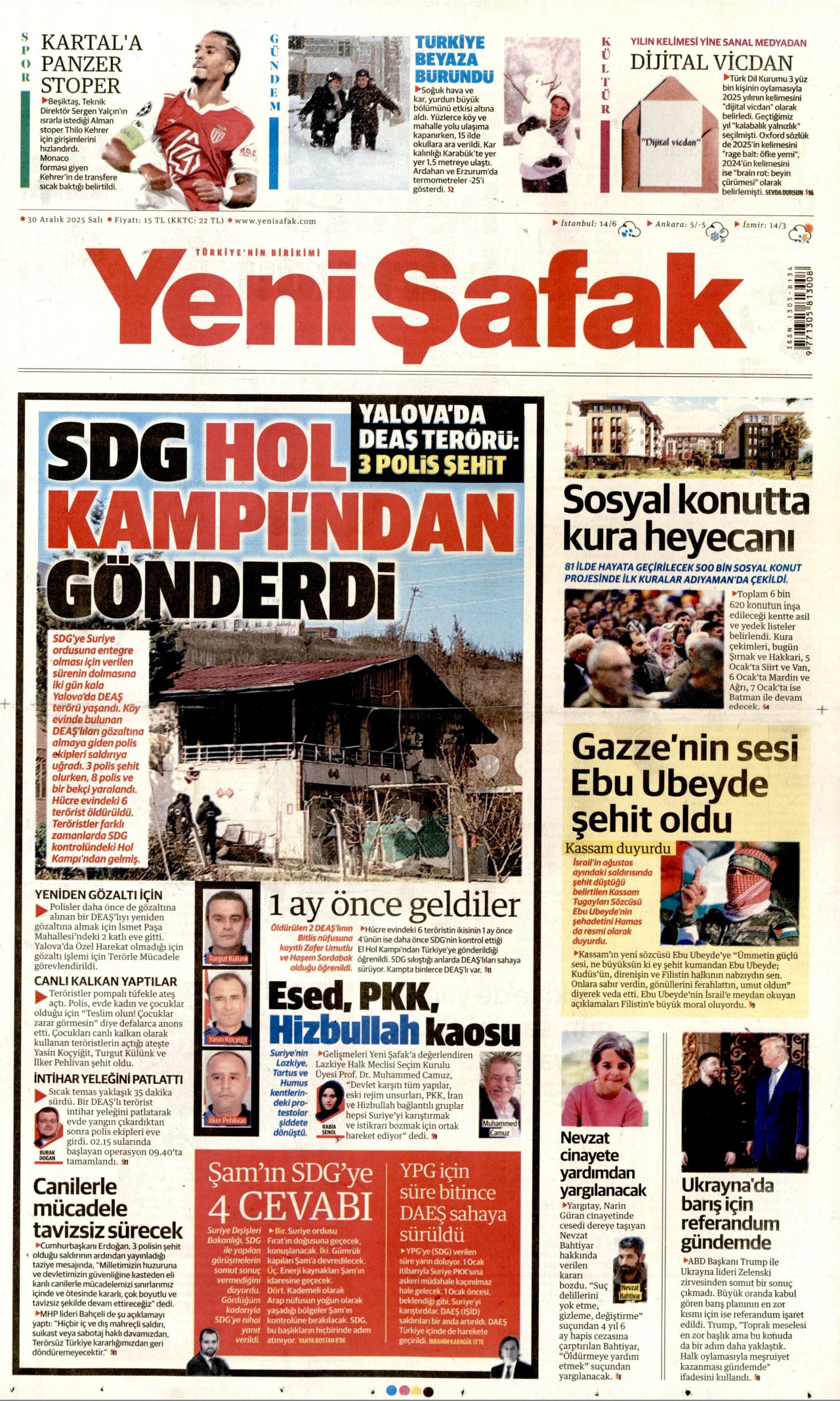 Gazeteler manşetine hangi haberleri taşıdı? İşte 30 Aralık Salı gazete manşetleri