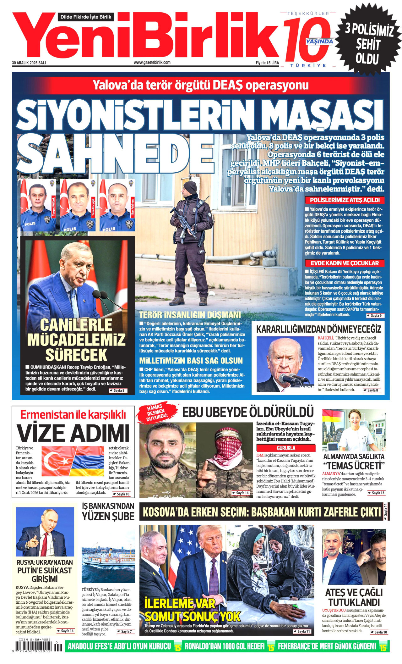 Gazeteler manşetine hangi haberleri taşıdı? İşte 30 Aralık Salı gazete manşetleri