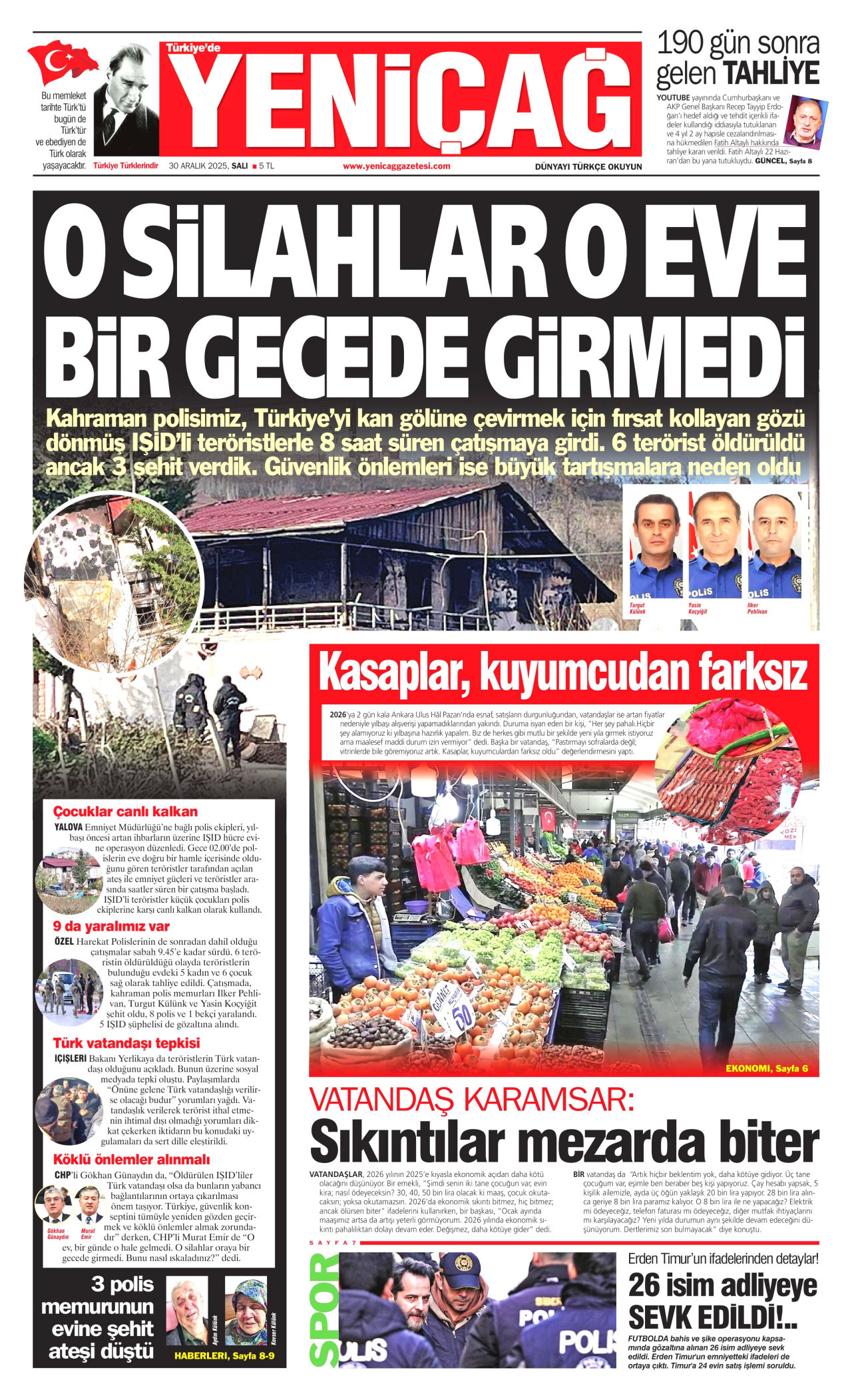 Gazeteler manşetine hangi haberleri taşıdı? İşte 30 Aralık Salı gazete manşetleri