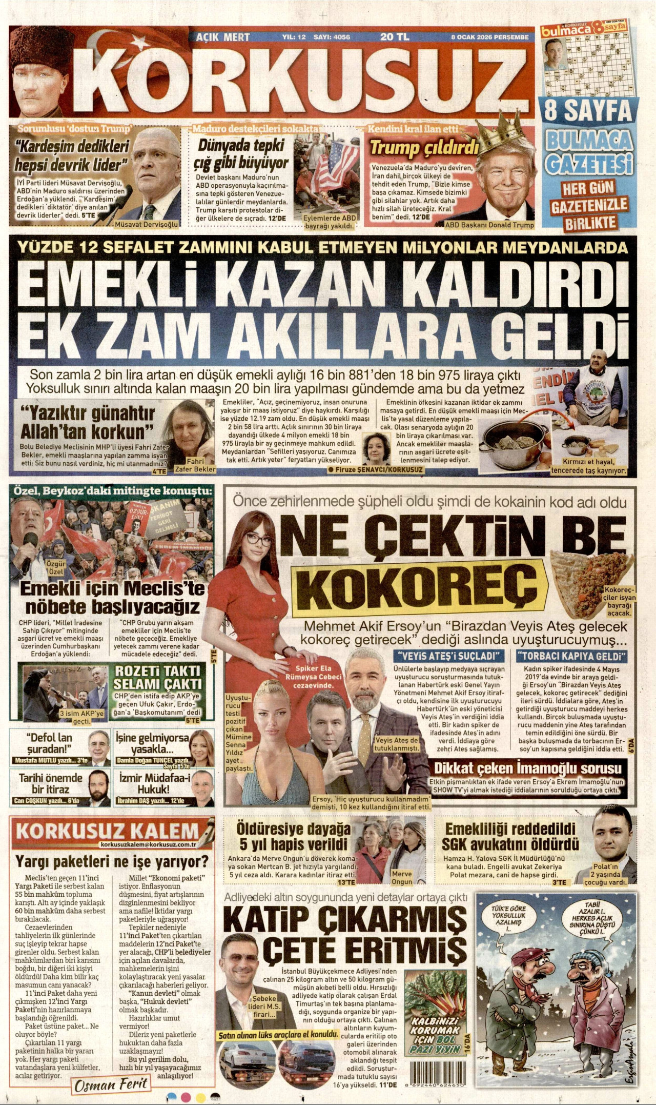 Gazeteler manşetine hangi haberleri taşıdı? İşte 8 Ocak perşembe gazete manşetleri