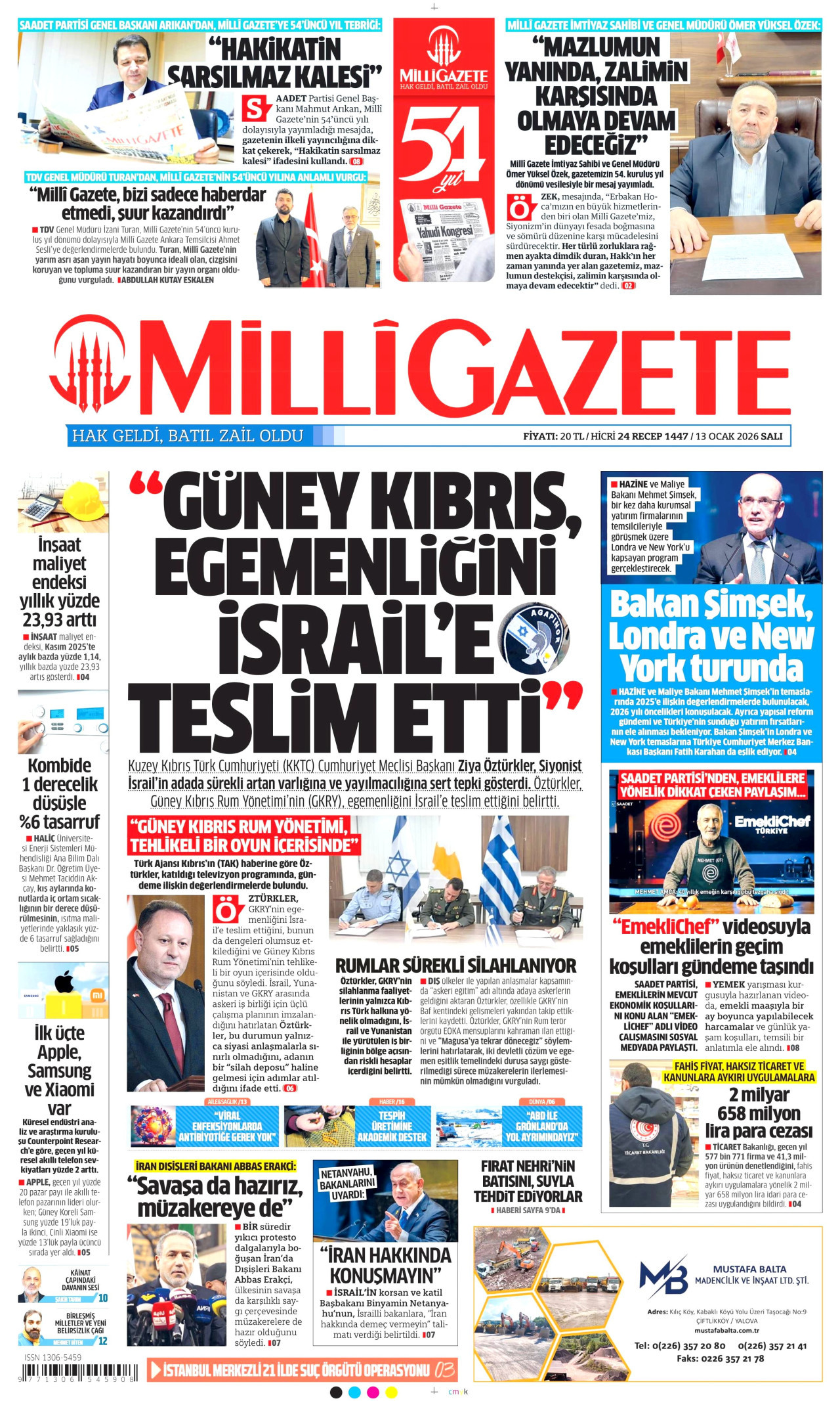Gazeteler manşetine hangi haberleri taşıdı? İşte 13 Ocak Salı gazete manşetleri 13 Gazeteler manşetine hangi haberleri taşıdı? İşte 13 Ocak Salı gazete manşetleri