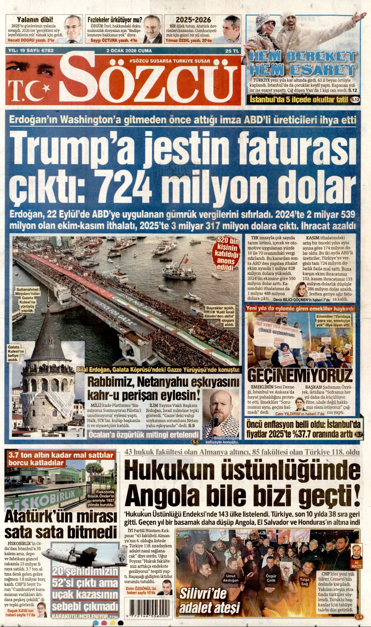 Gazeteler manşetine hangi haberleri taşıdı? İşte 2 Ocak Cuma gazete manşetleri 5 Gazeteler manşetine hangi haberleri taşıdı? İşte 2 Ocak Cuma gazete manşetleri