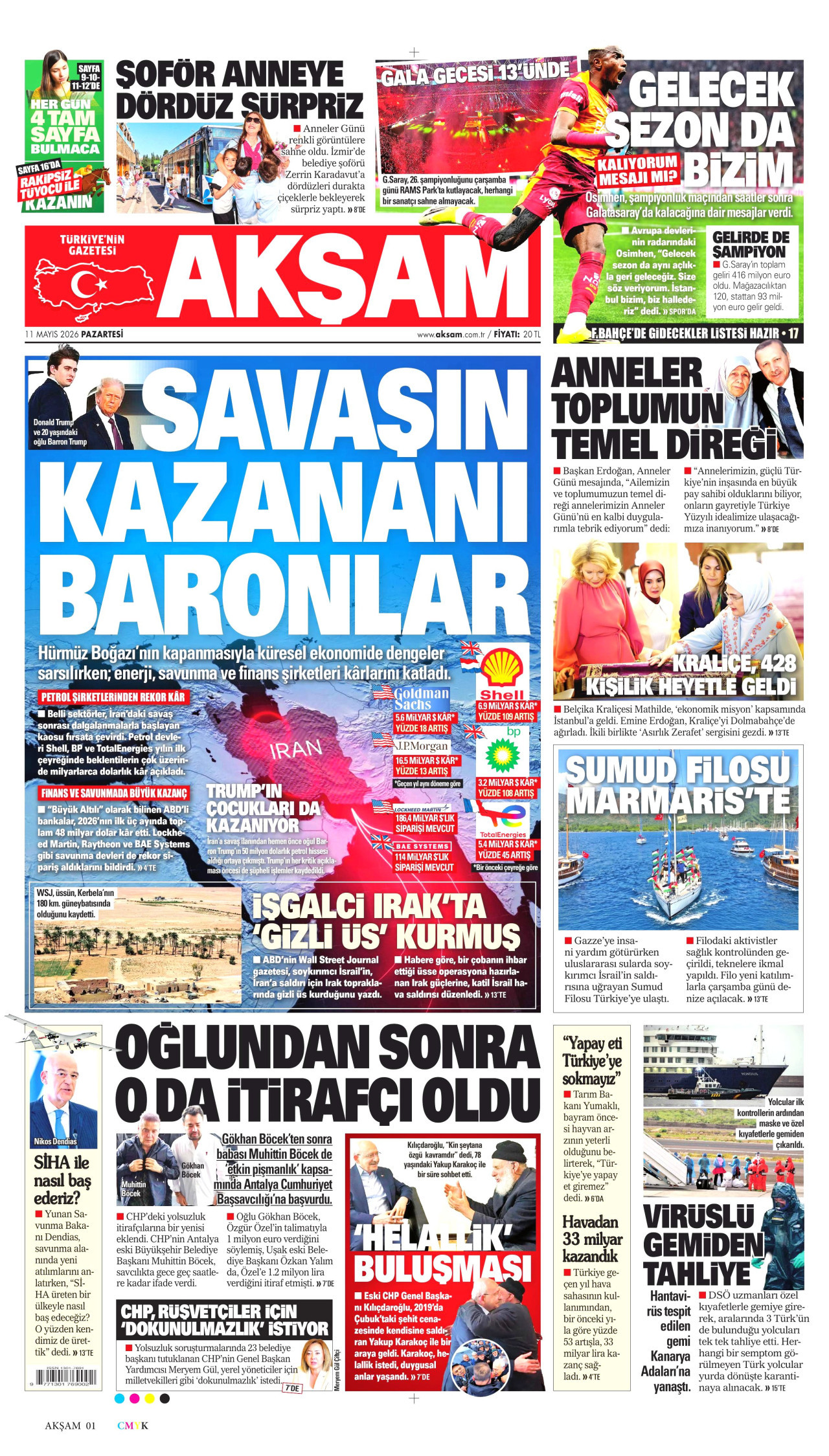 Gazeteler manşetine hangi haberleri taşıdı? İşte 11 Mayıs Pazartesi gazete manşetleri