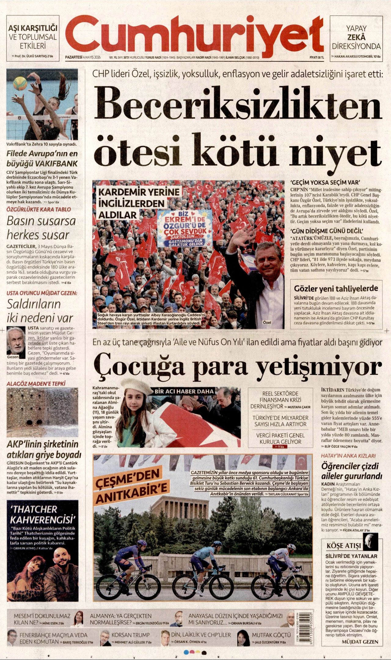 Gazeteler manşetine hangi haberleri taşıdı? İşte 4 Mayıs Pazartesi gazete manşetleri 1 Gazeteler manşetine hangi haberleri taşıdı? İşte 4 Mayıs Pazartesi gazete manşetleri
