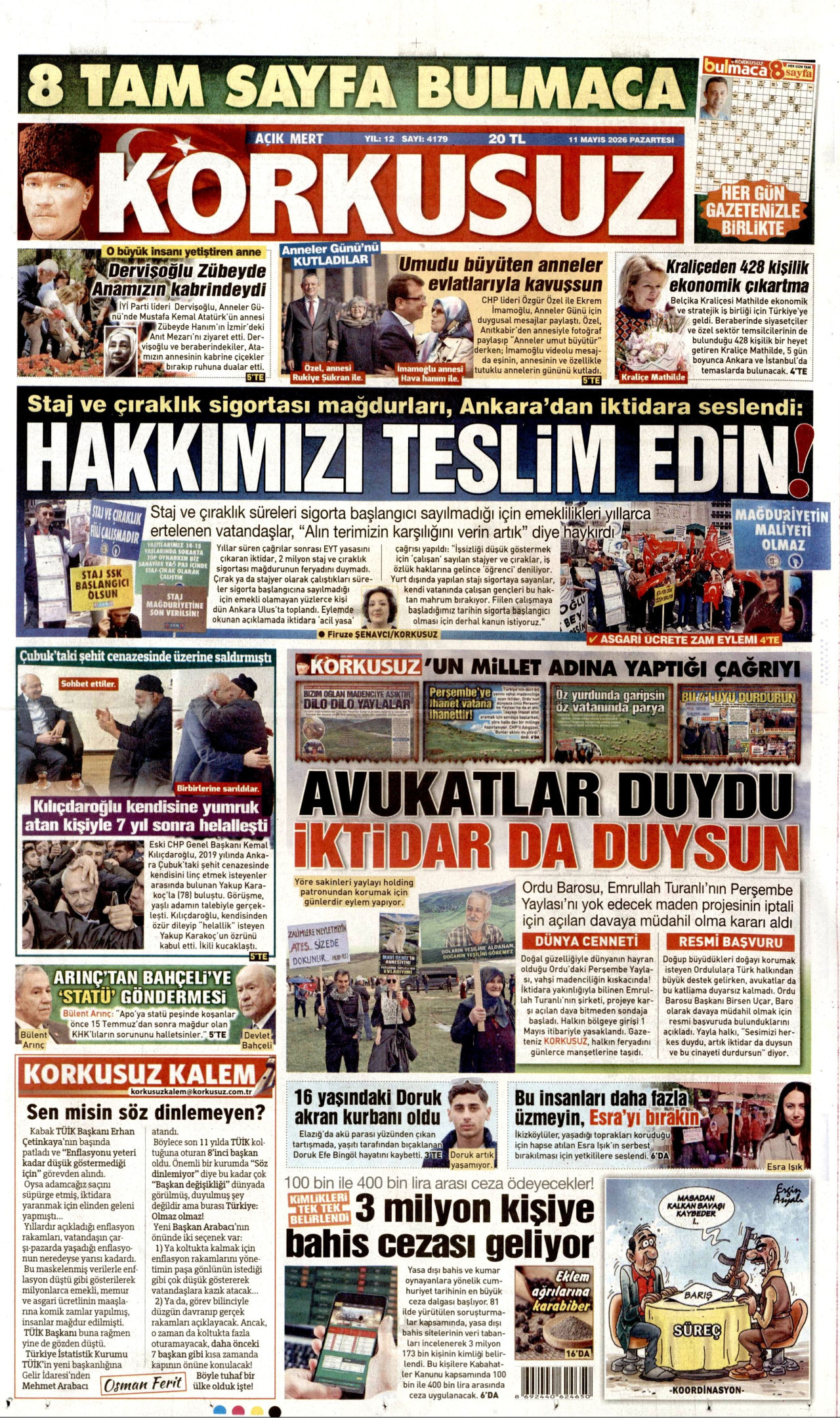 Gazeteler manşetine hangi haberleri taşıdı? İşte 11 Mayıs Pazartesi gazete manşetleri