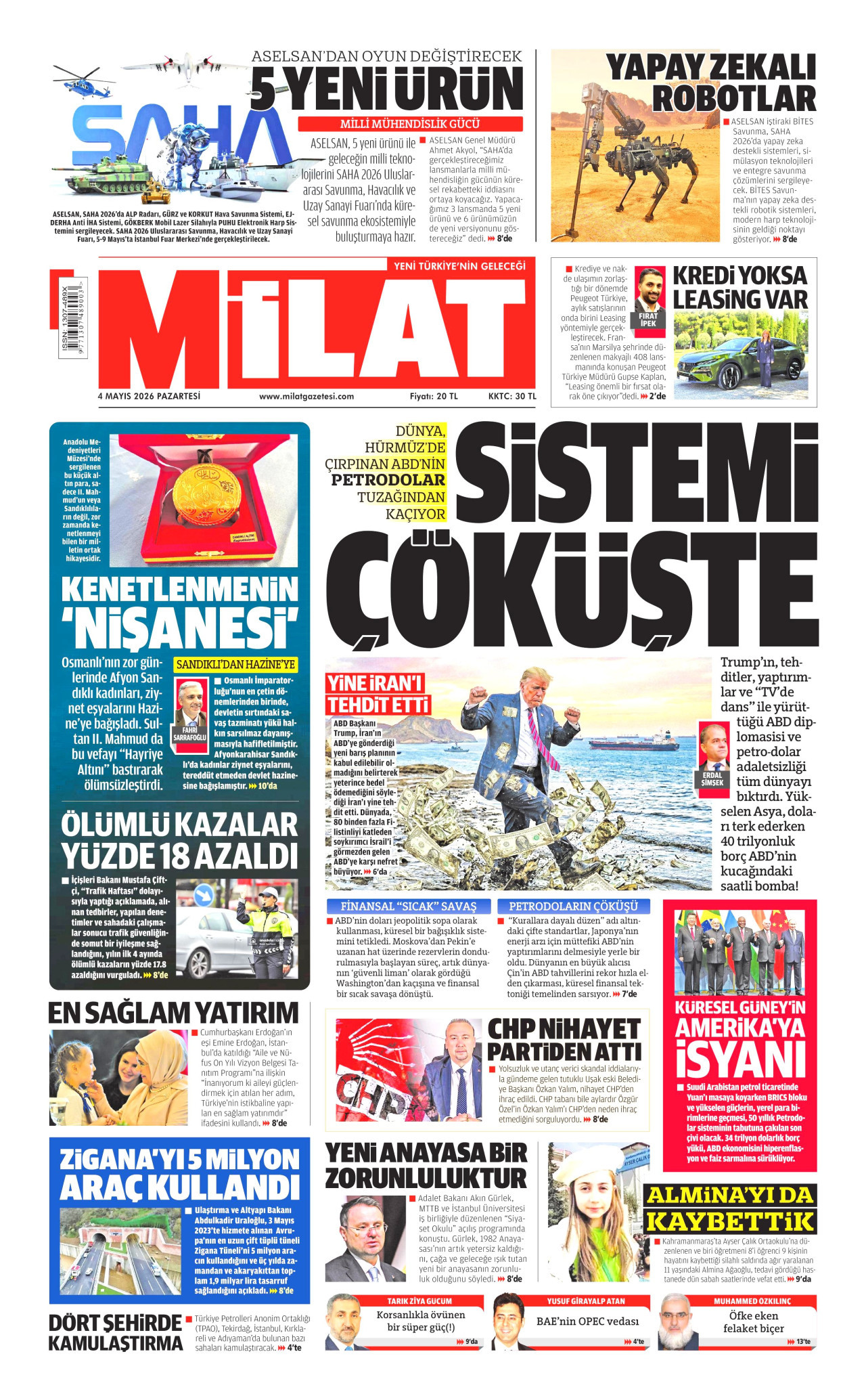Gazeteler manşetine hangi haberleri taşıdı? İşte 4 Mayıs Pazartesi gazete manşetleri 24 Gazeteler manşetine hangi haberleri taşıdı? İşte 4 Mayıs Pazartesi gazete manşetleri