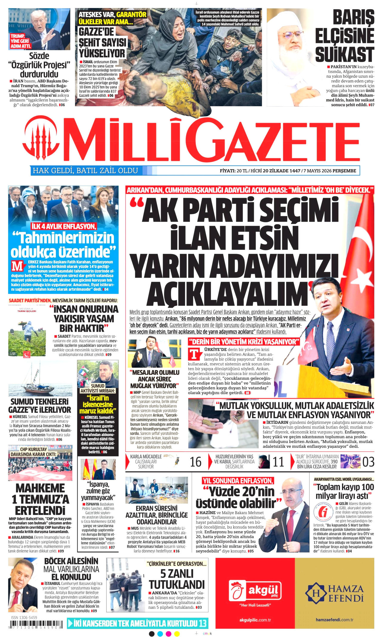 Gazeteler manşetine hangi haberleri taşıdı? İşte 7 Mayıs Perşembe gazete manşetleri