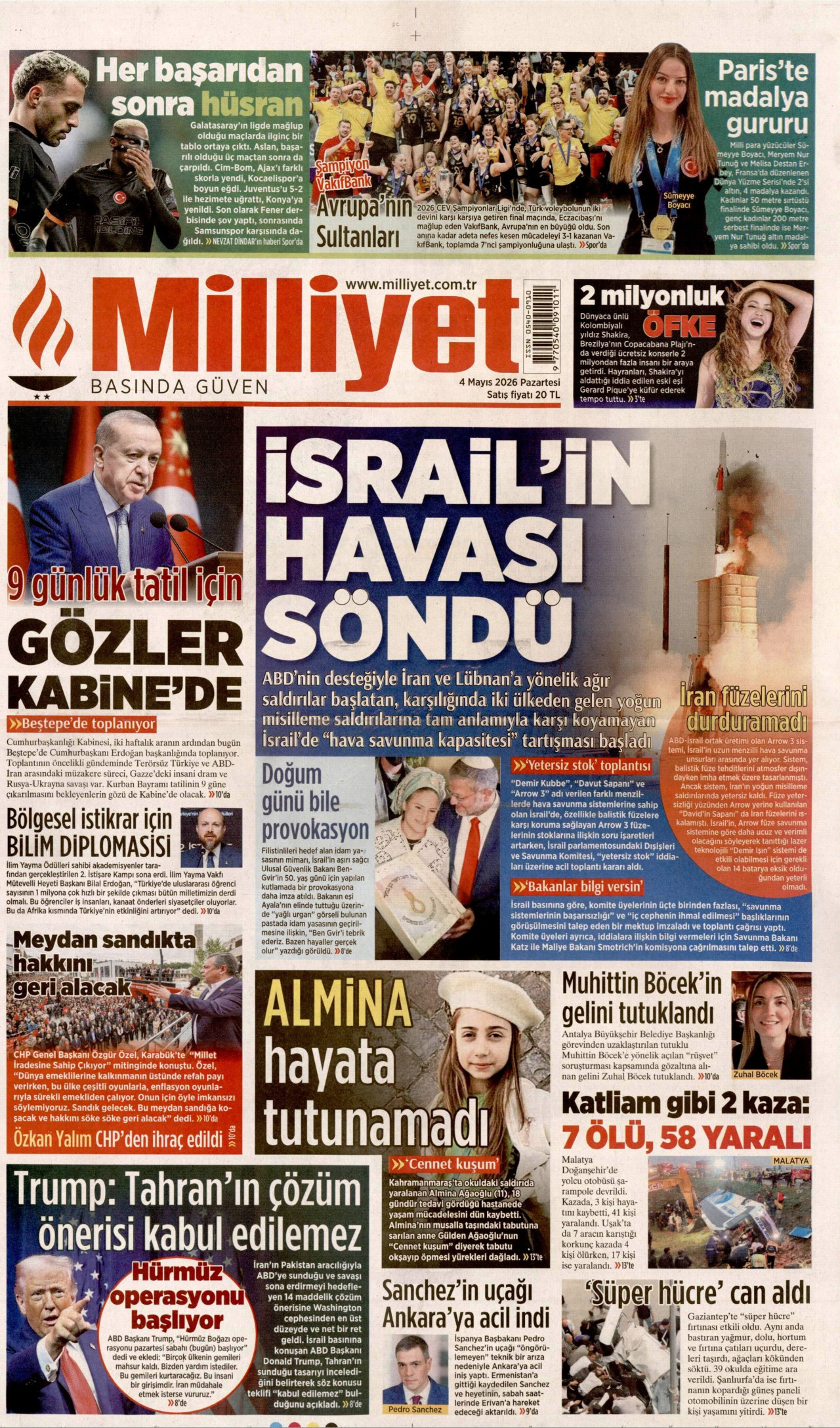 Gazeteler manşetine hangi haberleri taşıdı? İşte 4 Mayıs Pazartesi gazete manşetleri 12 Gazeteler manşetine hangi haberleri taşıdı? İşte 4 Mayıs Pazartesi gazete manşetleri