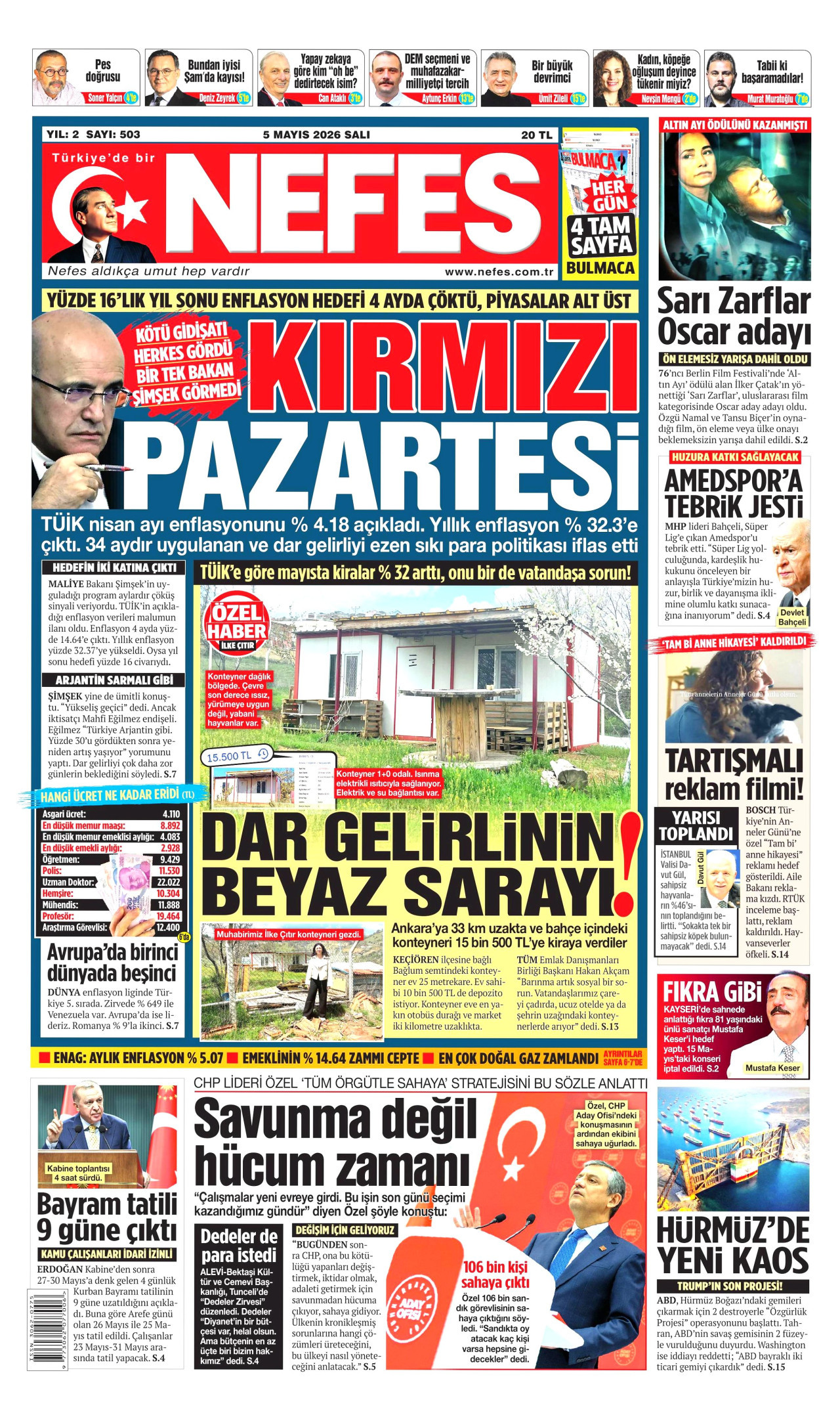 Gazeteler manşetine hangi haberleri taşıdı? İşte 5 Mayıs Salı gazete manşetleri