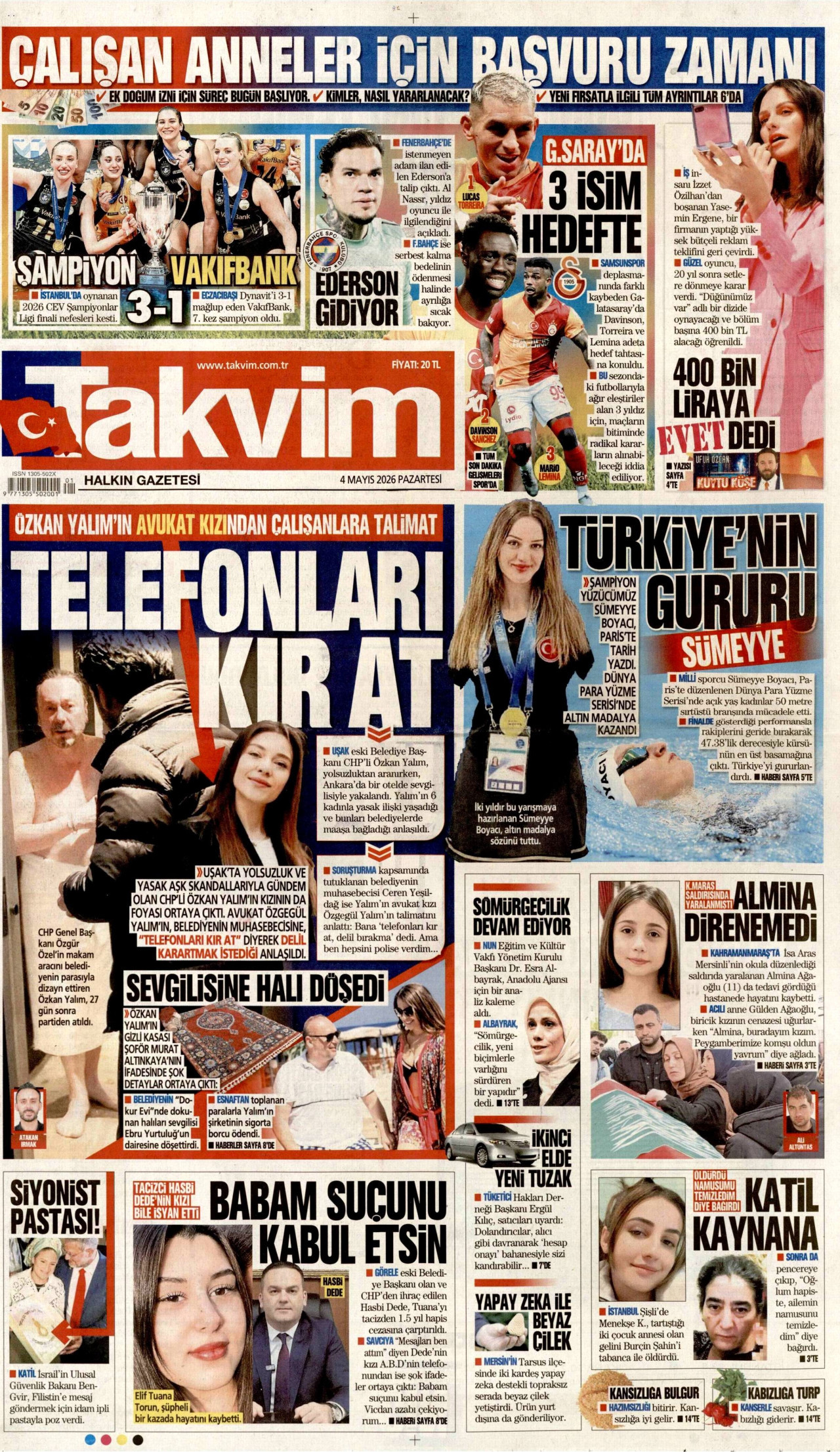 Gazeteler manşetine hangi haberleri taşıdı? İşte 4 Mayıs Pazartesi gazete manşetleri 21 Gazeteler manşetine hangi haberleri taşıdı? İşte 4 Mayıs Pazartesi gazete manşetleri