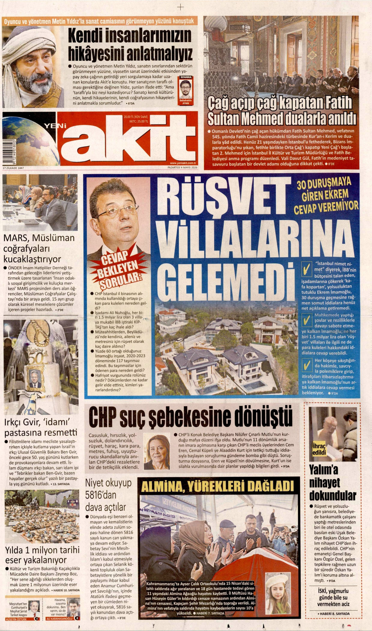 Gazeteler manşetine hangi haberleri taşıdı? İşte 4 Mayıs Pazartesi gazete manşetleri 10 Gazeteler manşetine hangi haberleri taşıdı? İşte 4 Mayıs Pazartesi gazete manşetleri