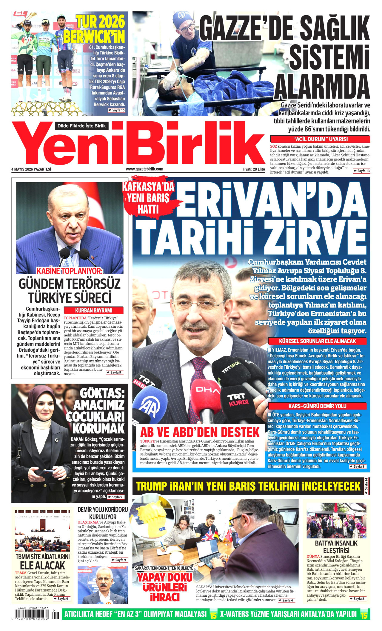 Gazeteler manşetine hangi haberleri taşıdı? İşte 4 Mayıs Pazartesi gazete manşetleri 20 Gazeteler manşetine hangi haberleri taşıdı? İşte 4 Mayıs Pazartesi gazete manşetleri